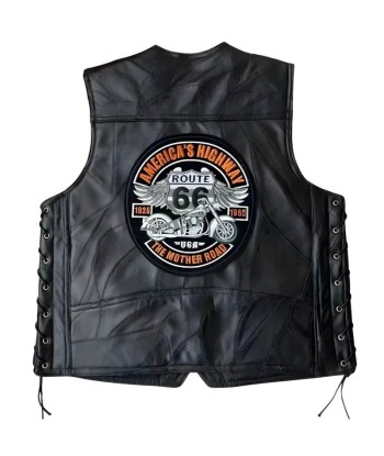 Herren-Bikerweste aus Leder – Route 66 Mother Road meilleur choix