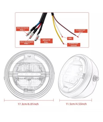 Angel Eyes Motorradscheinwerfer + integrierter Blinker – 6,8 Zoll votre restaurant rapide dans 