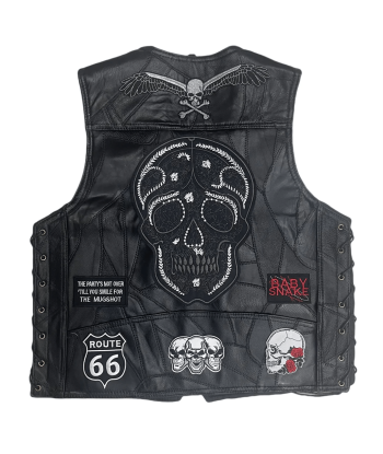 Calaveras Skull Biker Lederweste Venez acheter