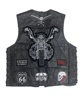 Leder-Bikerweste mit Spitze – Skull Rider rembourrage situé sous