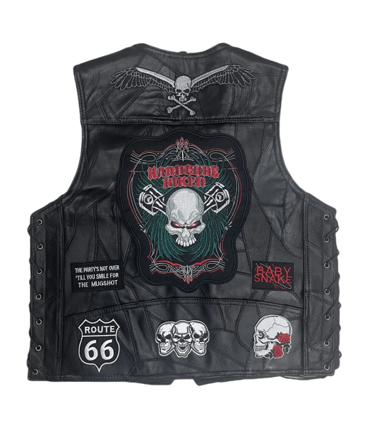 Hardcore Biker-Weste aus Leder mit Totenkopf-Motiv Découvrez la collection