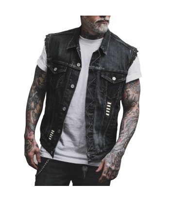 Biker-Jeansweste mit Patch – Café Racer Winged Skull vous aussi creer 