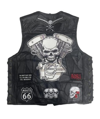 Bikerweste aus Leder - VROD SKULL brillant des détails fins