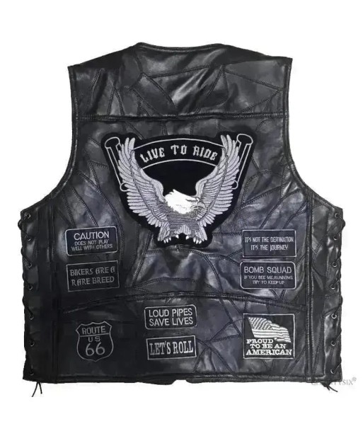 Gilet en cuir moto sans manche commande en ligne