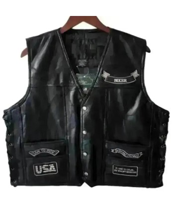 Gilet en cuir moto sans manche commande en ligne