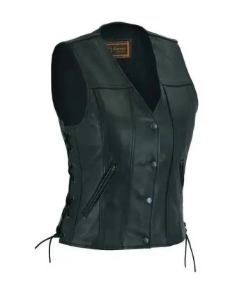 Gilet en cuir biker sans manche pour femme en stock