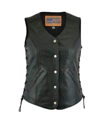 Gilet en cuir biker sans manche pour femme en stock