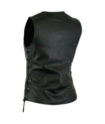 Gilet en cuir biker sans manche pour femme en stock