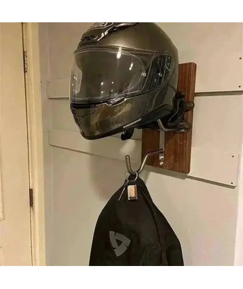 Support casque moto bois métal de pas cher