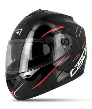 Casque moto modulable - Noir/ rouge S520 le concept de la Pate a emporter 