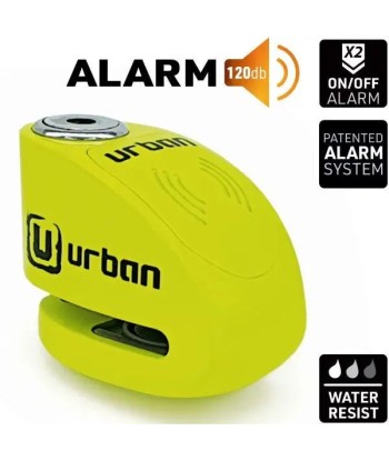 Bloque Disque Moto avec Alarme - Urban 6 mm Jaune Fluo livraison gratuite