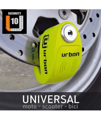 Bloque Disque Moto avec Alarme - Urban 6 mm Jaune Fluo livraison gratuite