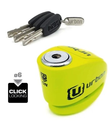 Bloque Disque Moto avec Alarme - Urban 6 mm Jaune Fluo livraison gratuite