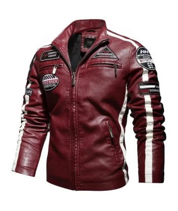 Blouson style cafe Racer cuir vintage rouge - Speed RACE votre