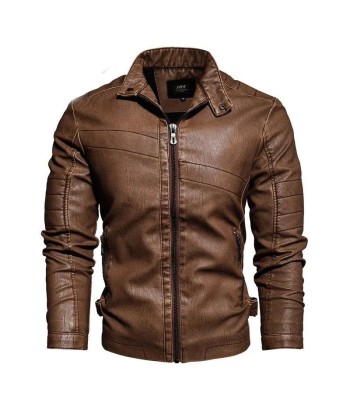 Blouson cuir vintage homme - Marron pas cher chine