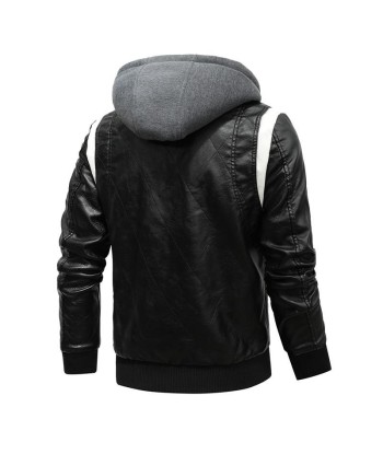 Veste en cuir avec capuche noir Toutes les collections ici