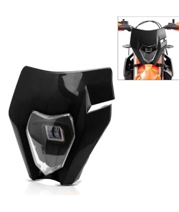 Projecteur LED moto + plaque / carenage Universel pour Enduro XDure GK2 noir rembourrage situé sous