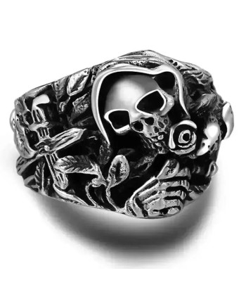 Bague motard - Tête de mort gothique (Argent) d'Europe débarque