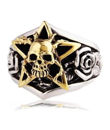 Bague motard étoile dorée (Argent) commande en ligne