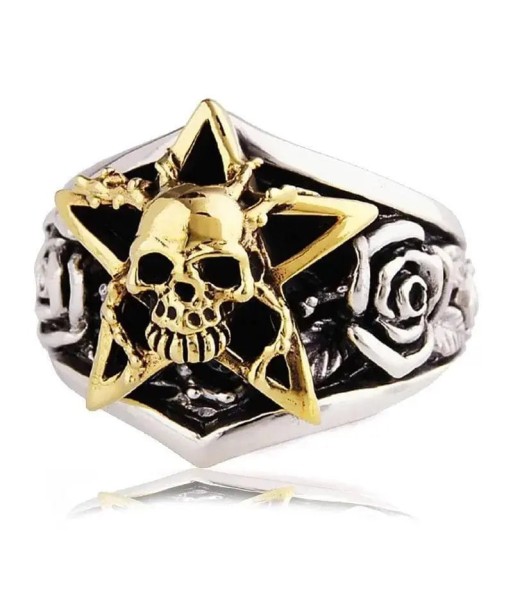 Bague motard étoile dorée (Argent) commande en ligne