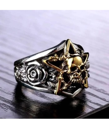 Bague motard étoile dorée (Argent) commande en ligne