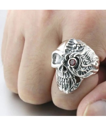 Bague motard œil de verre (Argent) offre 