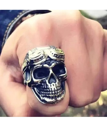 Bague motard - Tête de mort (Argent) hantent personnes