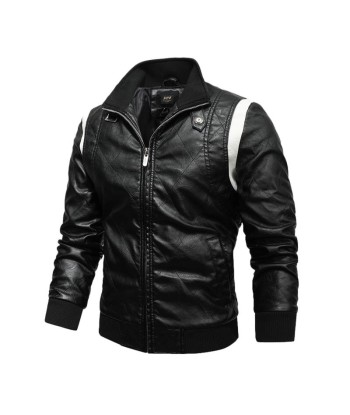 Veste cuir homme noir et blanc en linge