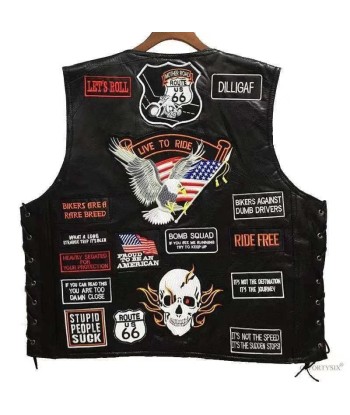 Gilet cuir biker MC la livraison gratuite