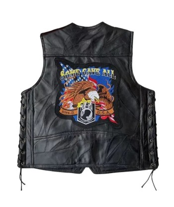 Gilet cuir homme biker brillant des détails fins