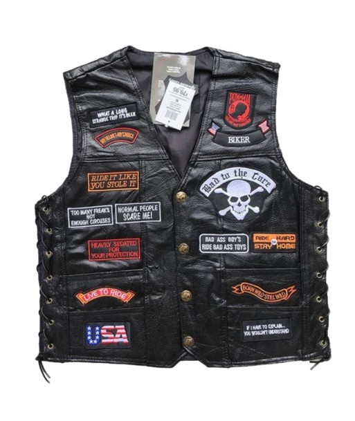 Gilet cuir biker personnalisé une grave pollution 