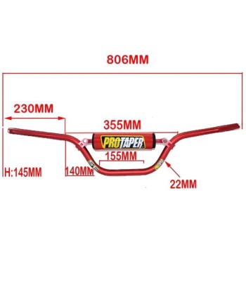 Guidon pro taper - 22mm Rouge Economisez 