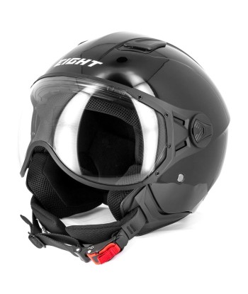 Casque jet moto aviateur - Eight Noir Brillanc d'Europe débarque