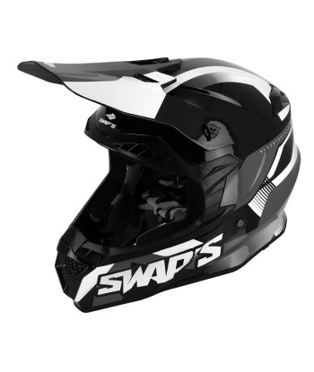 Casque moto cross Noir et Blanc -  FASTER Le MVP de beaucoup