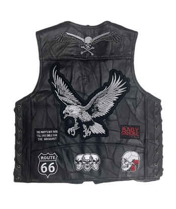 Gilet cuir moto biker -Eagle Fin de série