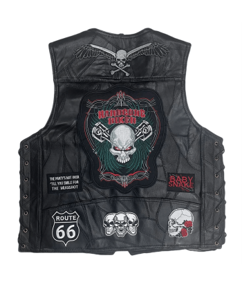 Gilet Cuir Biker Hardcore Skull sur le site 