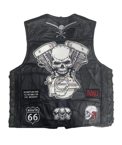 Gilet biker cuir - VROD SKULL shop