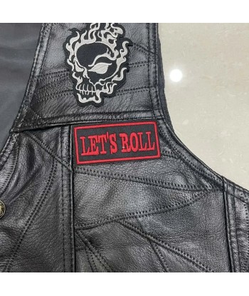 Gilet cuir biker noir - La mort avant le déshonneur pas cher 