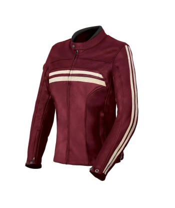 Blouson moto femme vintage | Gasoline™-Cuir Rouge Vous souhaitez 