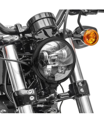 5,75 Zoll LED-Motorradscheinwerfer mit H4-H13-Adapter kompatibel mit Harley Davidson schwarz Fin de série